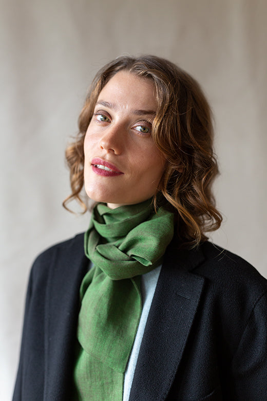 The STABLE Irish Linen Scarf - Moss Green-Scarves & Shawls-STABLE of Ireland