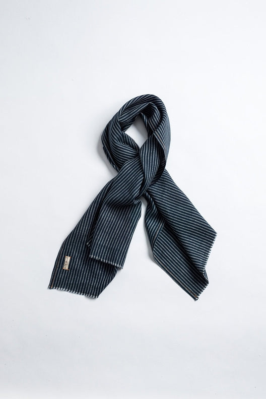 The STABLE Irish Linen Scarf - Navy Stripe-Scarves & Shawls-STABLE of Ireland